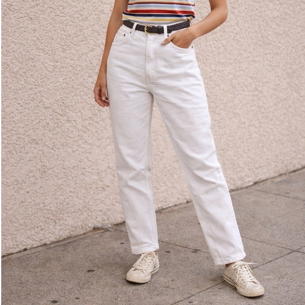 Vintage Bill Blass Womens Stretch Corduroy Pants White 12 High Rise Straight Leg - Picture 1 of 4